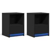 vidaXL Armoires de chevet et lumières LED 2 pcs noir bois d'ingénierie