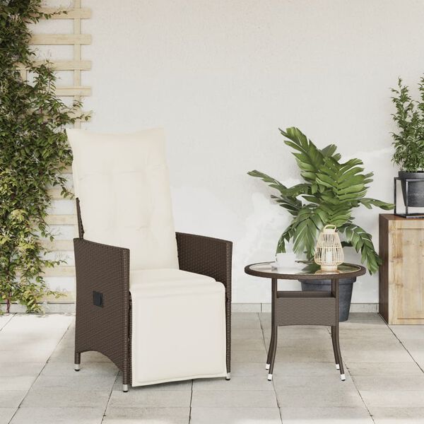 vidaXL Chaise inclinable de jardin avec coussins marron r&eacute;sine tress&eacute;e
