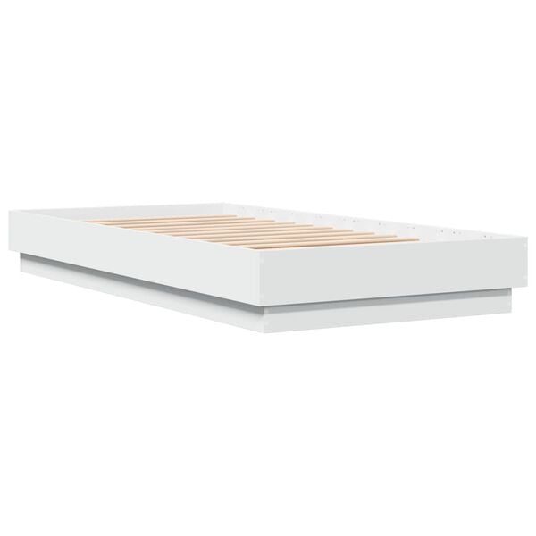 vidaXL Cadre de lit sans matelas avec lumi&egrave;res LED blanc 90x190 cm