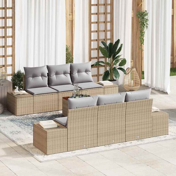 vidaXL Ensemble de canapé de jardin 7 pcs Beige et Gris clair