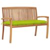 vidaXL Banc de jardin empilable et coussin 128,5cm Bois de teck massif