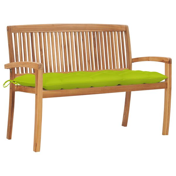 vidaXL Banc de jardin empilable et coussin 128,5cm Bois de teck massif