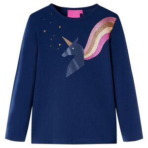 vidaXL T-shirt enfants &agrave; manches longues bleu marine 128