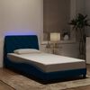 vidaXL Cadre de lit avec LED sans matelas bleu 100x200 cm velours
