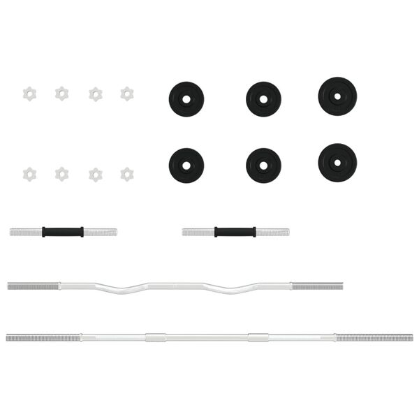 vidaXL Ensemble d'haltères et de barres 30 kg fonte