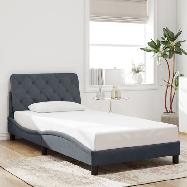 vidaXL Cadre de lit avec LED sans matelas gris fonc&eacute; 100x203 cm velours