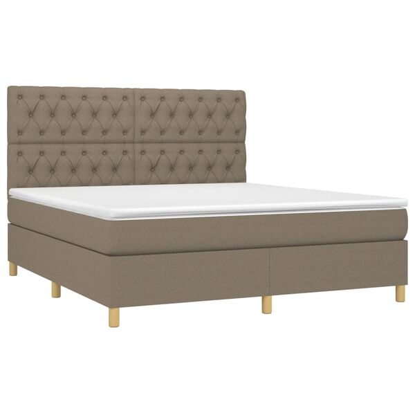 vidaXL Sommier &agrave; lattes de lit et matelas et LED Taupe 160x200cm Tissu