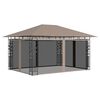 vidaXL Belv&eacute;d&egrave;re avec moustiquaire 4x3x2,73 m Taupe 180 g/m&sup2;