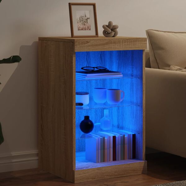 vidaXL Buffet avec lumières LED chêne sonoma 41x37x67 cm