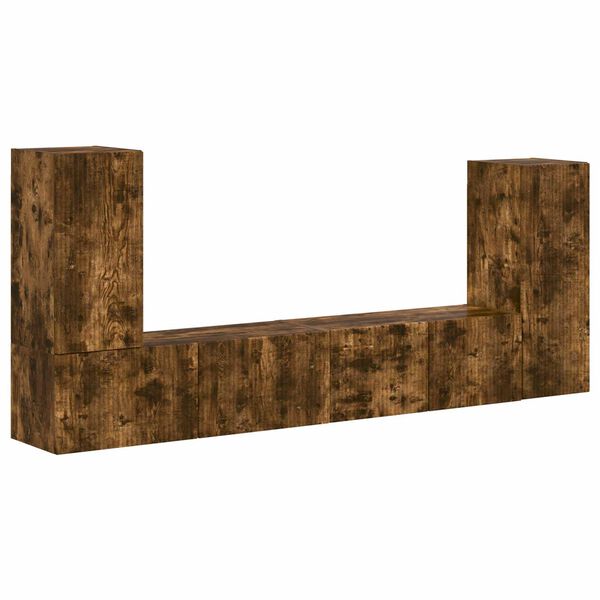 vidaXL Ensemble meuble TV 4 pcs Ch&ecirc;ne fum&eacute; Bois d'ing&eacute;nierie