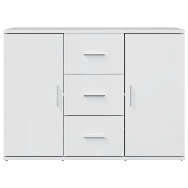 vidaXL Buffet blanc brillant 90,5x29,5x65 cm bois d'ing&eacute;nierie