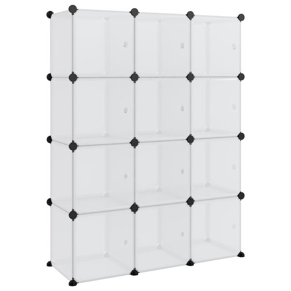 vidaXL Organiseur de rangement en cube avec 12 cubes et portes en PP transparent