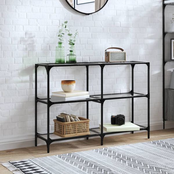 vidaXL Table console avec dessus en verre transparent 118,5x30x81 cm