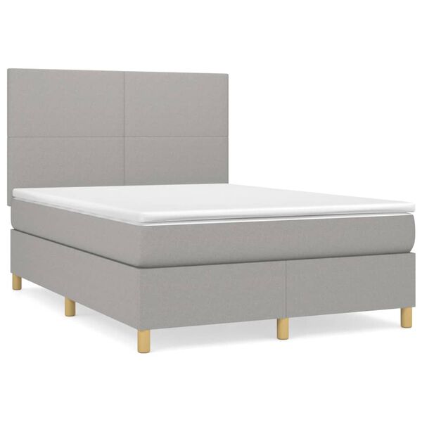 vidaXL Sommier &agrave; lattes de lit avec matelas Gris clair 140x200cm Tissu