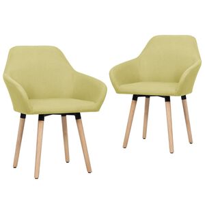 vidaXL Chaises &agrave; manger lot de 2 vert tissu