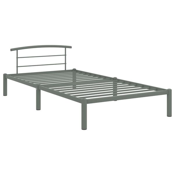 vidaXL Cadre de lit sans matelas gris m&eacute;tal 90x200 cm
