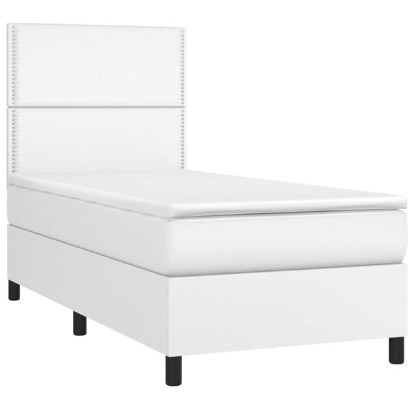 vidaXL Sommier à lattes de lit avec matelas et LED Blanc 80x200 cm