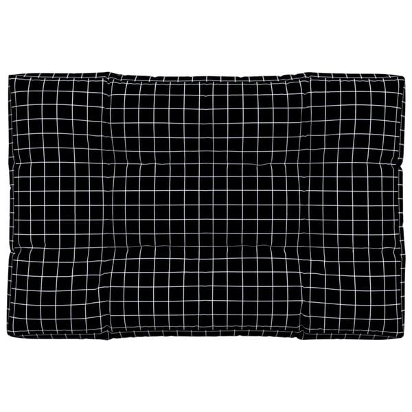 vidaXL Coussin de palette motif &agrave; carreaux noir 120x80x12 cm tissu