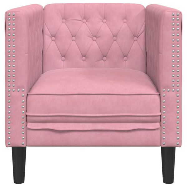 vidaXL Fauteuil Chesterfield rose velours