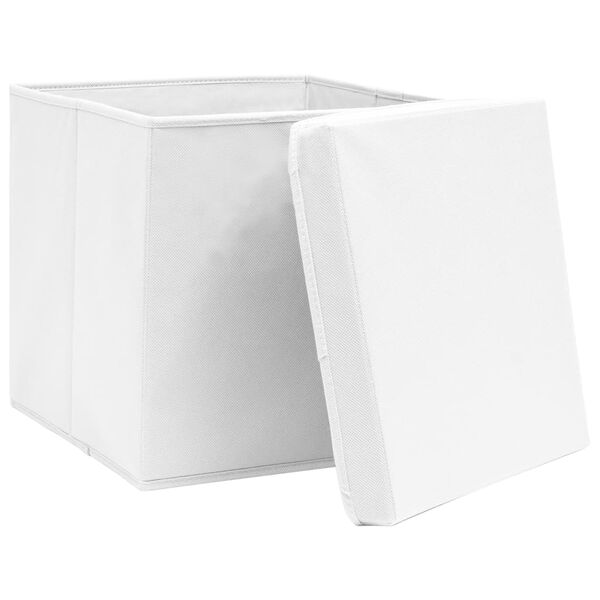 vidaXL Bo&icirc;tes de rangement avec couvercles 10 pcs 28x28x28 cm Blanc