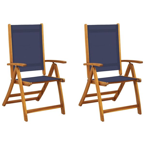 vidaXL Chaises pliables de jardin lot de 2 bois d'acacia et textil&egrave;ne