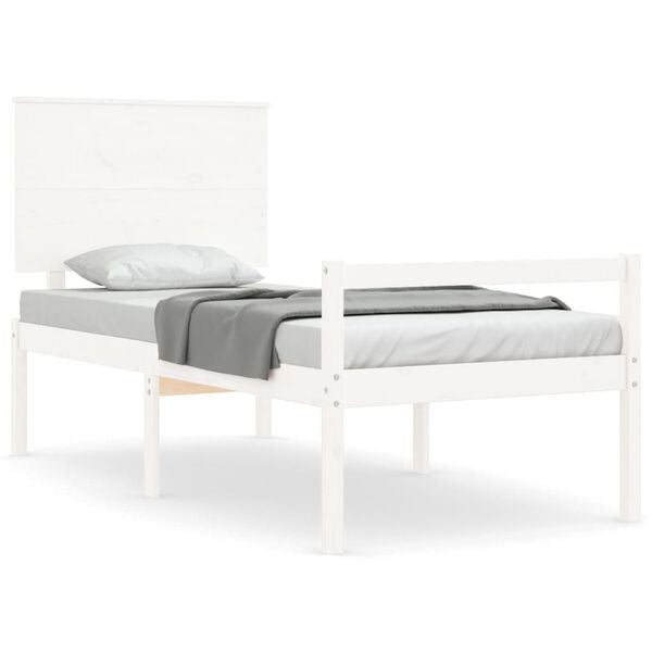 vidaXL Lit pour personne &acirc;g&eacute;e sans matelas blanc bois massif