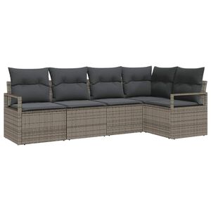 vidaXL Ensemble de canap&eacute; de jardin avec coussin 5 pcs Gris polyrotin