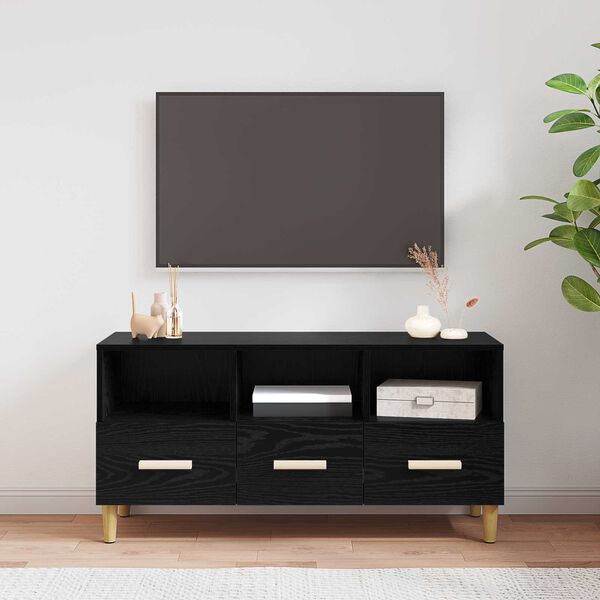 vidaXL Meuble TV Ch&ecirc;ne noir 102 x 36 x 50 cm Bois d'ing&eacute;nierie