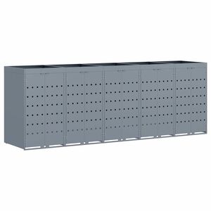 vidaXL Rangement de poubelle &agrave; roulettes pour 5 poubelles Gris clair