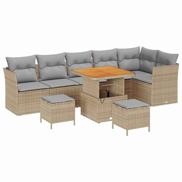 vidaXL Ensemble de canap&eacute; de jardin 9 pcs beige et gris clair