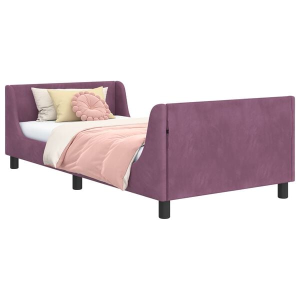vidaXL Cadre de lit pour enfants avec t&ecirc;te de lit Violet 90 x 190 cm