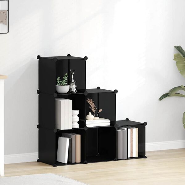 vidaXL Cubes de rangement 6 pcs Noir PP