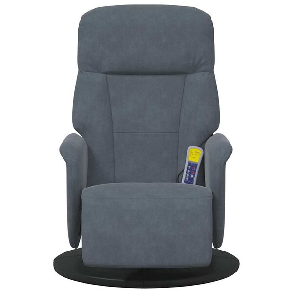 vidaXL Fauteuil inclinable de massage repose-pied gris foncé velours