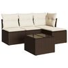 vidaXL Salon de jardin avec coussins 5 pcs marron r&eacute;sine tress&eacute;e