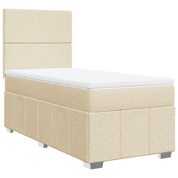 vidaXL Sommier &agrave; lattes de lit avec matelas Cr&egrave;me 90x200 cm Tissu