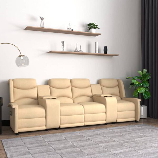 vidaXL Fauteuil de massage inclinable et porte-gobelets 4 places crème