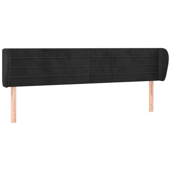 vidaXL T&ecirc;te de lit avec oreilles Noir 183x23x78/88 cm Velours