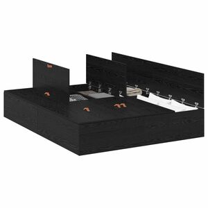 vidaXL Cadre de lit avec rangement Ch&ecirc;ne noir 140 x 200 cm