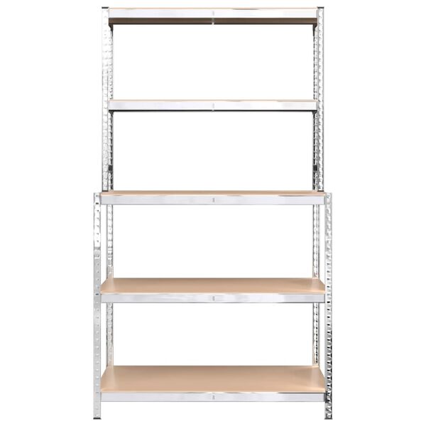 vidaXL Table de travail avec étagères 5 niveaux Argenté Acier