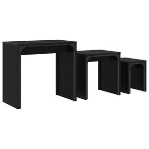 vidaXL Table basse 3 pc Ch&ecirc;ne noir 60 x 35 x 56 cm Bois d'ing&eacute;nierie