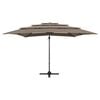 vidaXL Parasol de jardin &agrave; 4 niveaux avec m&acirc;t en aluminium taupe