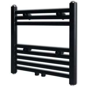 vidaXL S&egrave;che-serviettes eau chaude &agrave; rails droits noir 480 x 480 mm