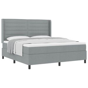 vidaXL Lit &agrave; ressorts avec matelas Gris clair 180 x 200 cm tissu