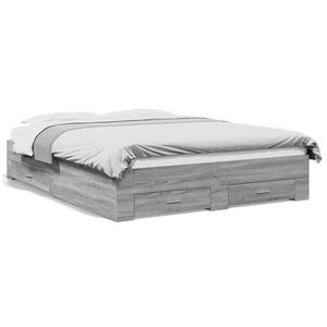 vidaXL Cadre de lit avec tiroirs sans matelas sonoma gris 140x200 cm