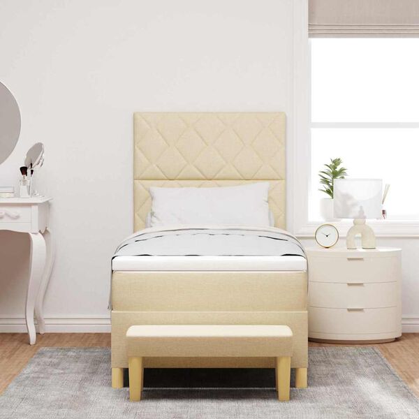 vidaXL Lit &agrave; ressorts avec matelas Cr&egrave;me 100 x 200 cm tissu