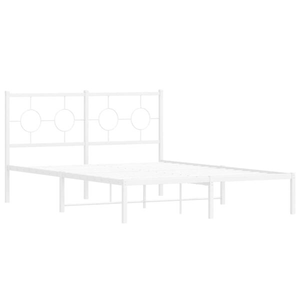 vidaXL Cadre de lit m&eacute;tal sans matelas et t&ecirc;te de lit blanc 135x190 cm