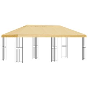 vidaXL Gazebo avec murs lat&eacute;raux 6 x 3 m Cr&egrave;me Polyester et Acier 190