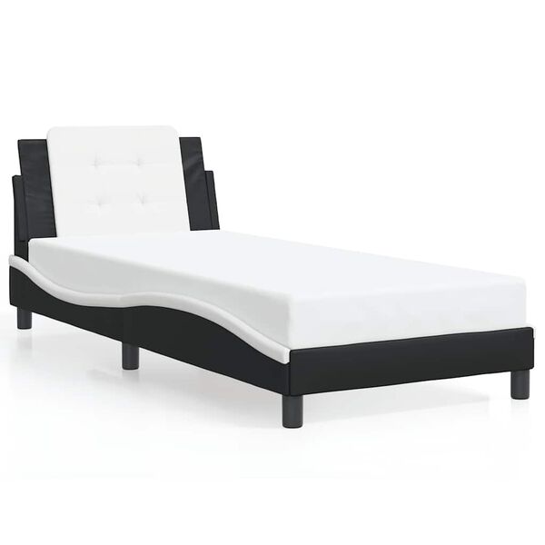 vidaXL Cadre de lit sans matelas Zadar noir et blanc 90x190 cm similicuir