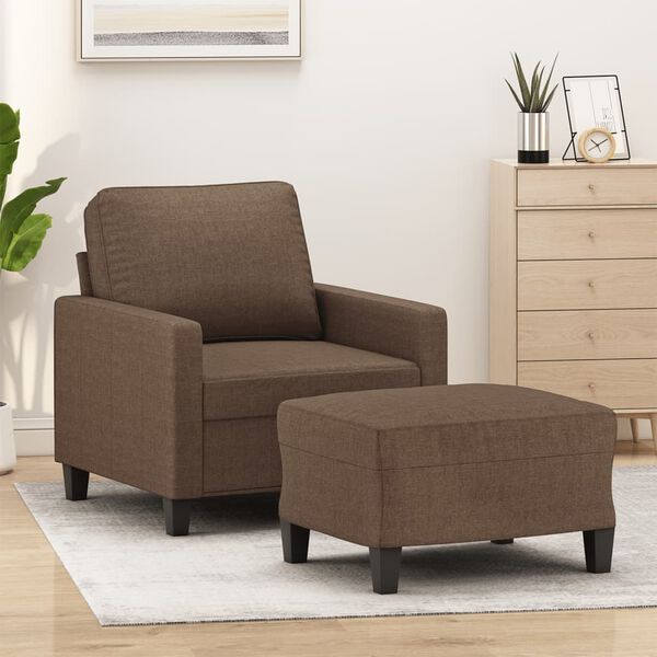 vidaXL Fauteuil avec repose-pied Marron 60 cm Tissu