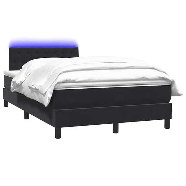 vidaXL Sommier &agrave; lattes de lit avec matelas et LED noir 120x220 cm velours